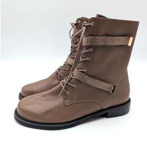 Ninety Union Buffalo Rhinestone Strap Boots Women's Taupe Size US10 EU40